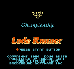 Championship Lode Runner (Japan) Title Screen